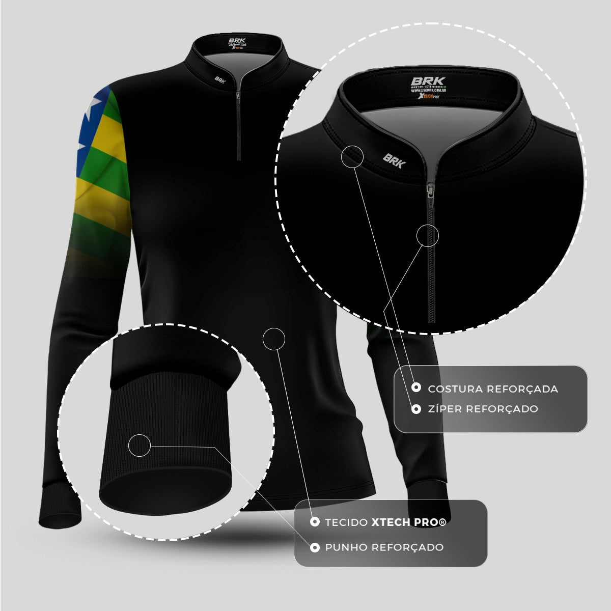 Camisa Feminina Brk Goiás Brasil com Proteção Solar UV50+ - Brk Agro