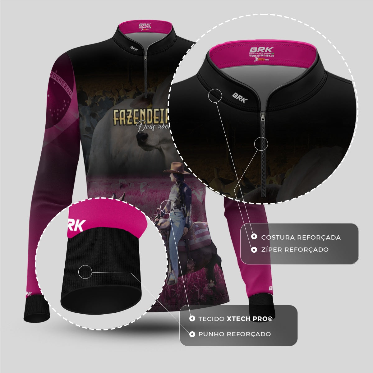 Camisa Agro Feminina Brk Maisa Fazendeira  com Proteção Solar UV50+ - Brk Agro