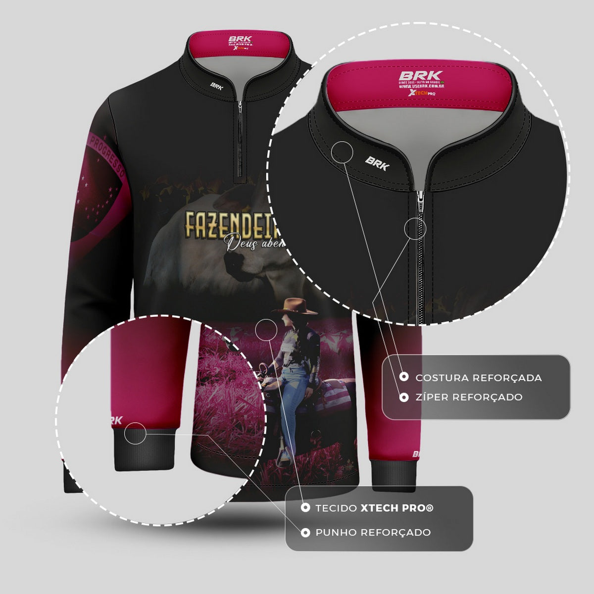Camisa Agro Infantil Brk Maisa Fazendeira  com Proteção Solar UV50+ - Brk Agro