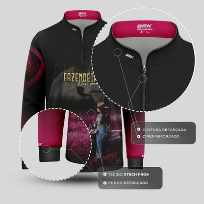 Camisa Agro Infantil Brk Maisa Fazendeira  com Proteção Solar UV50+