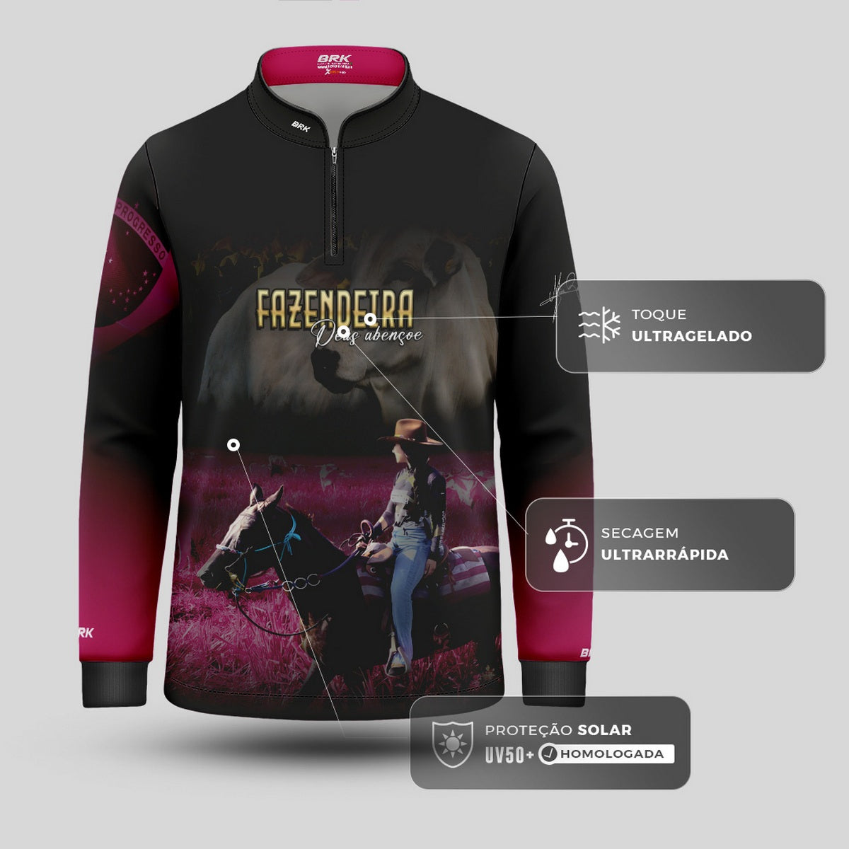 Camisa Agro Infantil Brk Maisa Fazendeira  com Proteção Solar UV50+ - Brk Agro