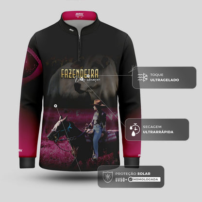 Camisa Agro Infantil Brk Maisa Fazendeira  com Proteção Solar UV50+