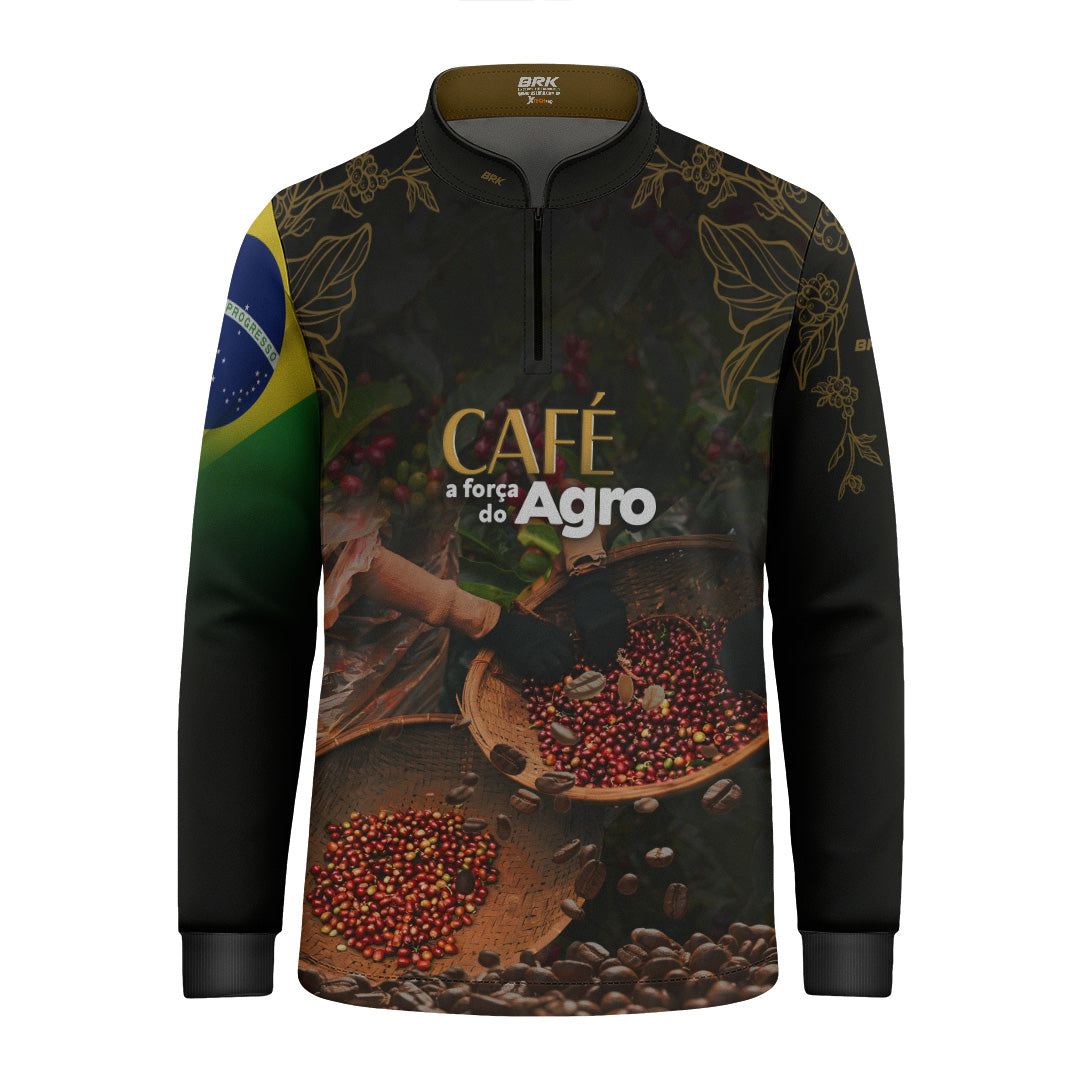 Camisa Agro Infantil Brk A Força do Agro Café com Proteção Solar UV50+ - Brk Agro