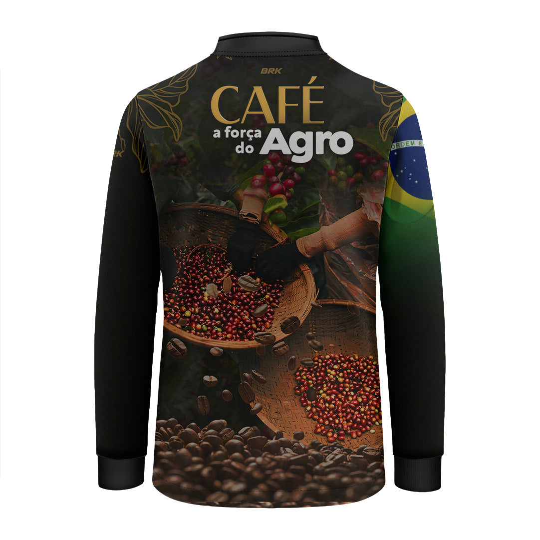 Camisa Agro Infantil Brk A Força do Agro Café com Proteção Solar UV50+ - Brk Agro