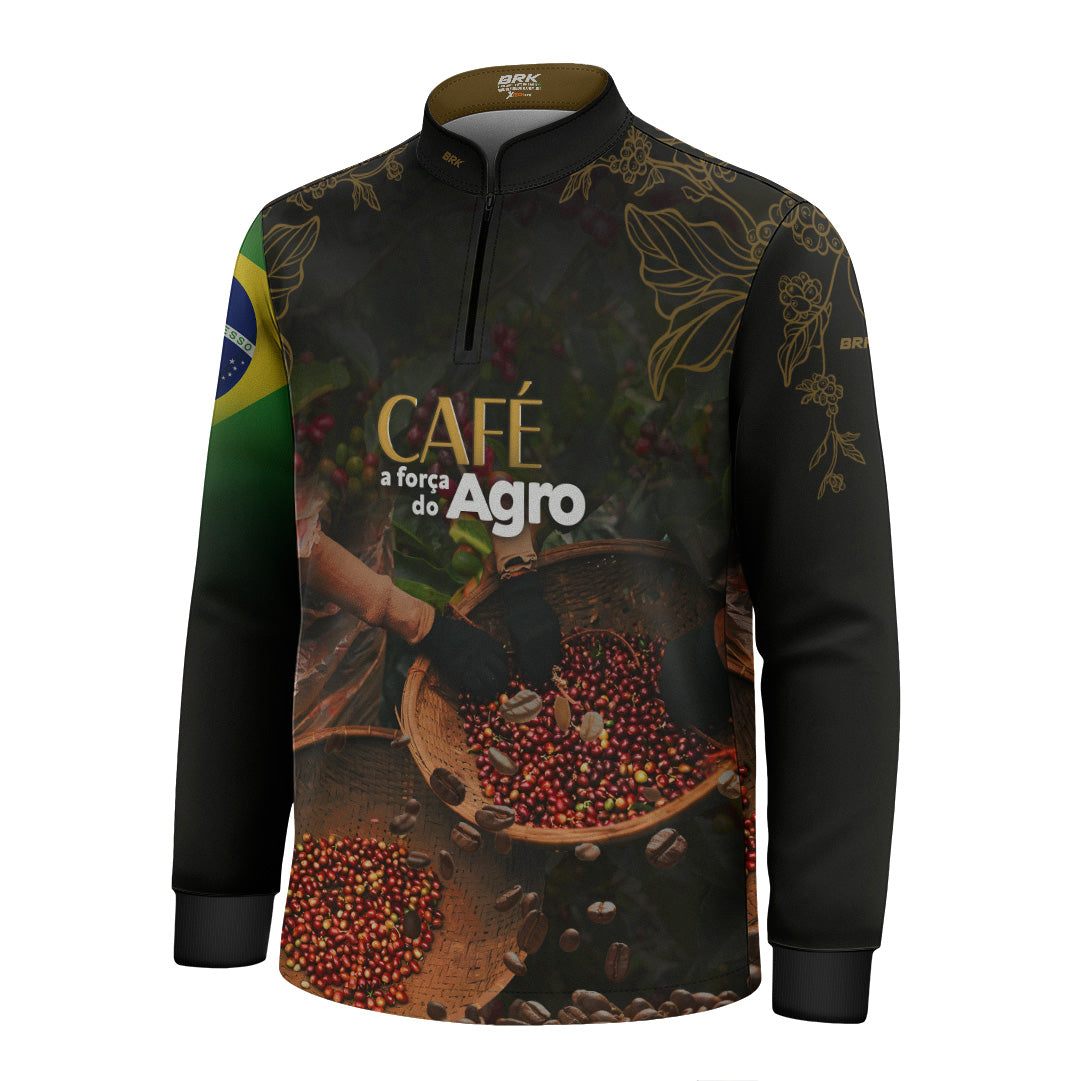 Camisa Agro Infantil Brk A Força do Agro Café com Proteção Solar UV50+ - Brk Agro