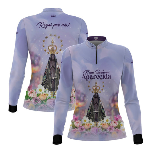 Camisa Feminina Agro Brk Roxa Nossa Senhora Aparecida com Proteção UV50