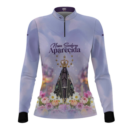 Camisa Feminina Agro Brk Roxa Nossa Senhora Aparecida com Proteção UV50