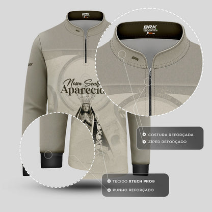 Camisa Infantil Agro Brk Bege Nossa Senhora Aparecida com Proteção UV50