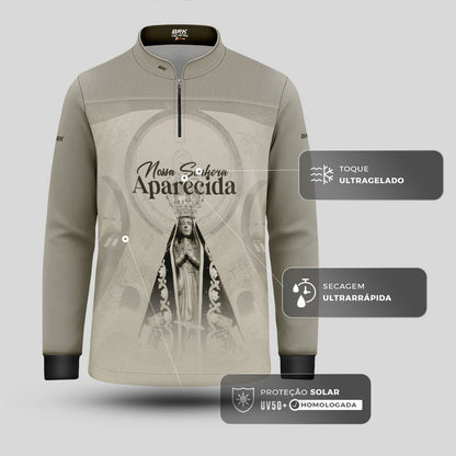 Camisa Infantil Agro Brk Bege Nossa Senhora Aparecida com Proteção UV50