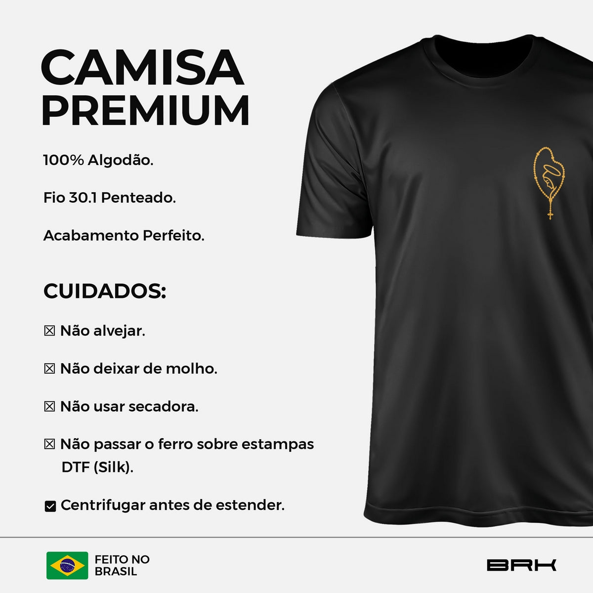 Camiseta Agro Brk Mãe Aparecida Rogai por Nós com Algodão Premium - Brk Agro