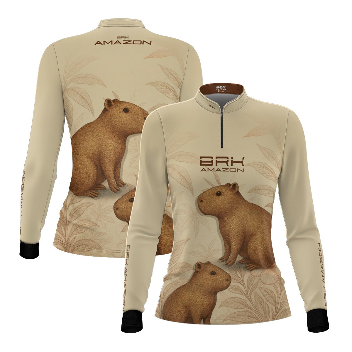 Camisa Agro Feminina Brk Amazon Capivara Floral com Proteção UV50 - Brk Agro