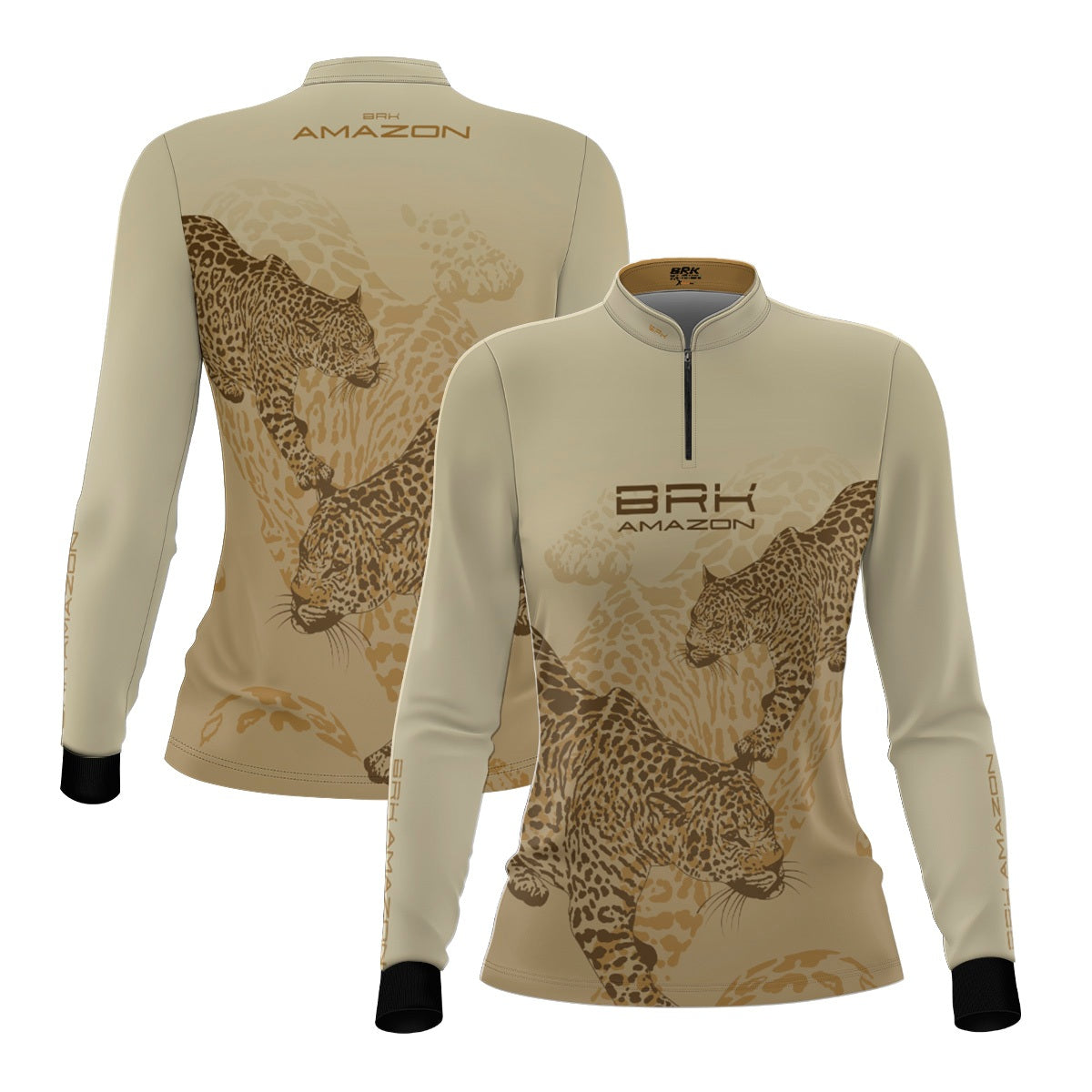 Camisa Agro Feminina Brk Amazon Onça Bege com Proteção Uv50