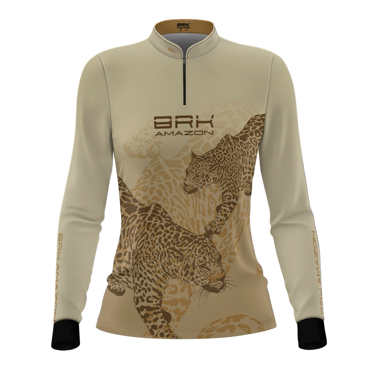 Camisa Agro Feminina Brk Amazon Onça Bege com Proteção Uv50