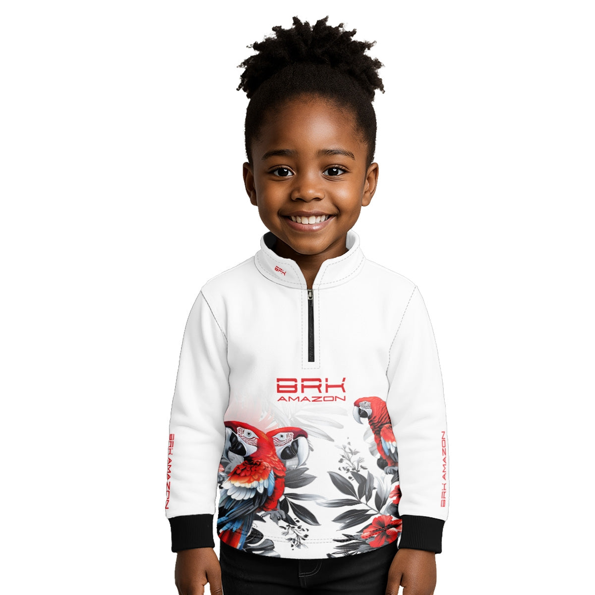 Camisa Agro Infantil Brk Amazon Arara Vermelha com Proteção UV50