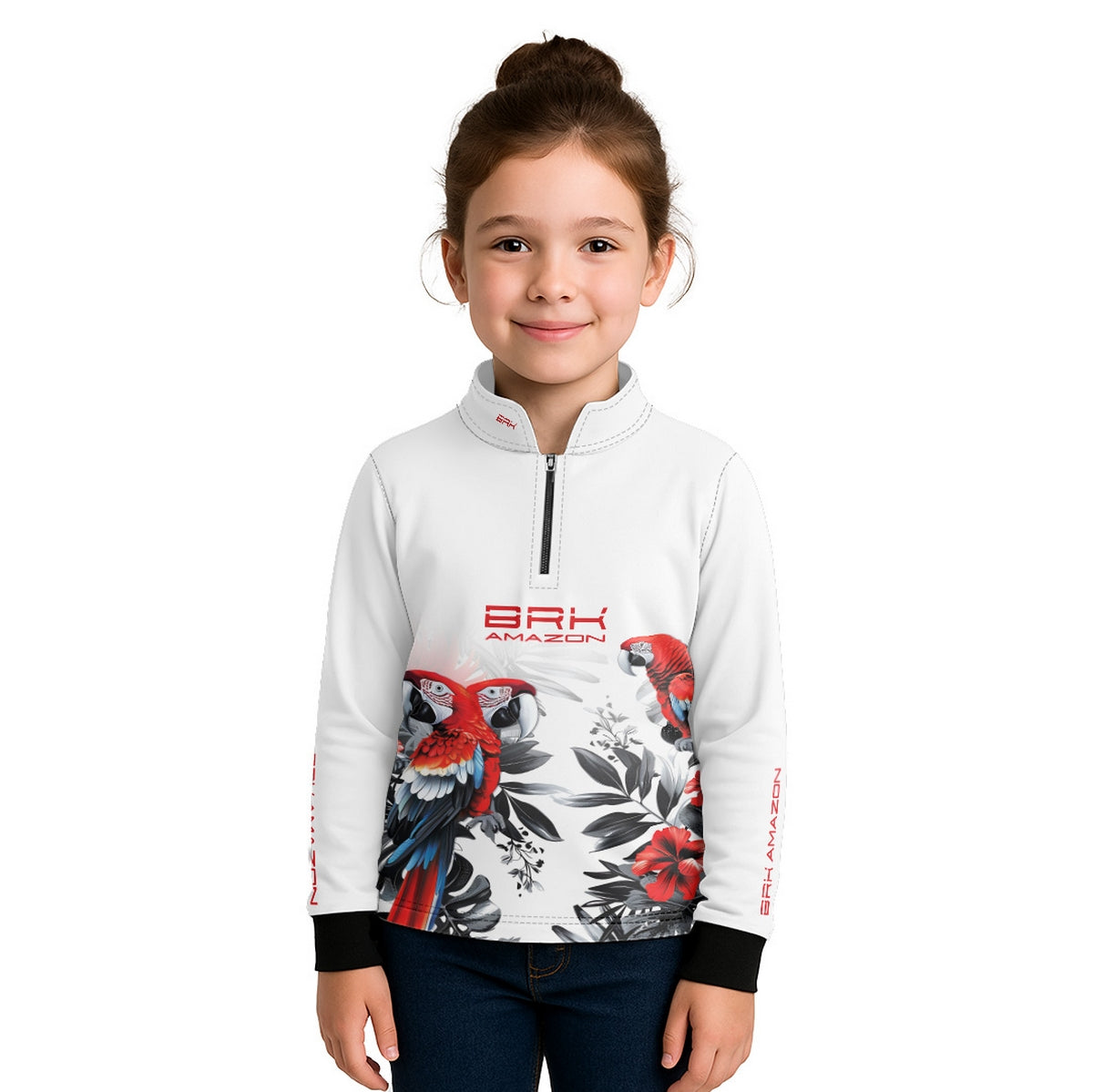 Camisa Agro Infantil Brk Amazon Arara Vermelha com Proteção UV50