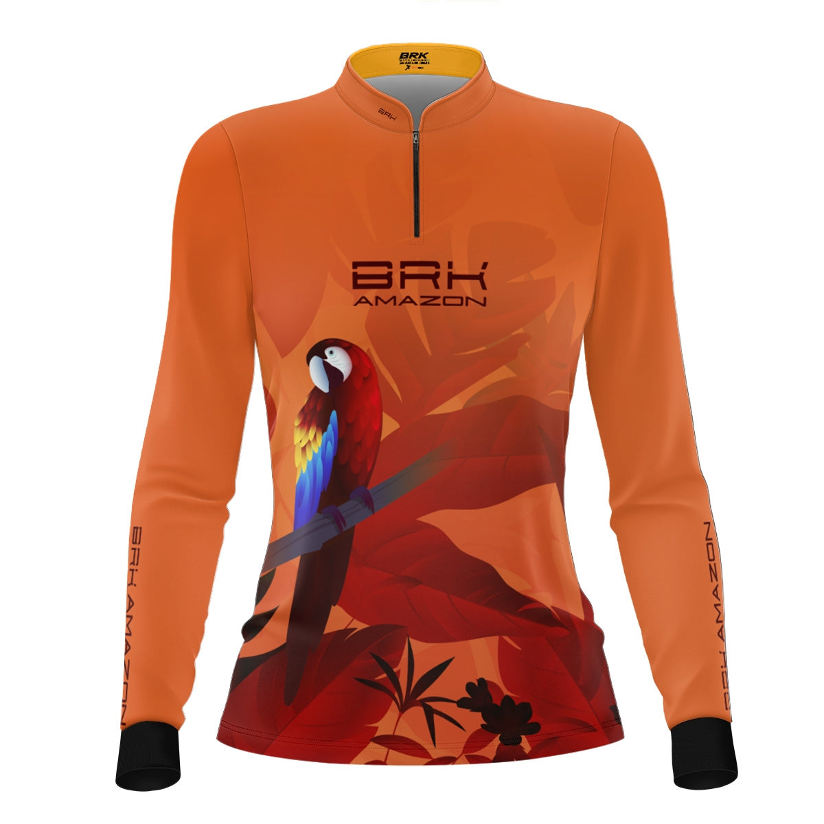 Camisa Agro Feminina Brk Amazon Arara Vermelha Floral com Proteção UV50