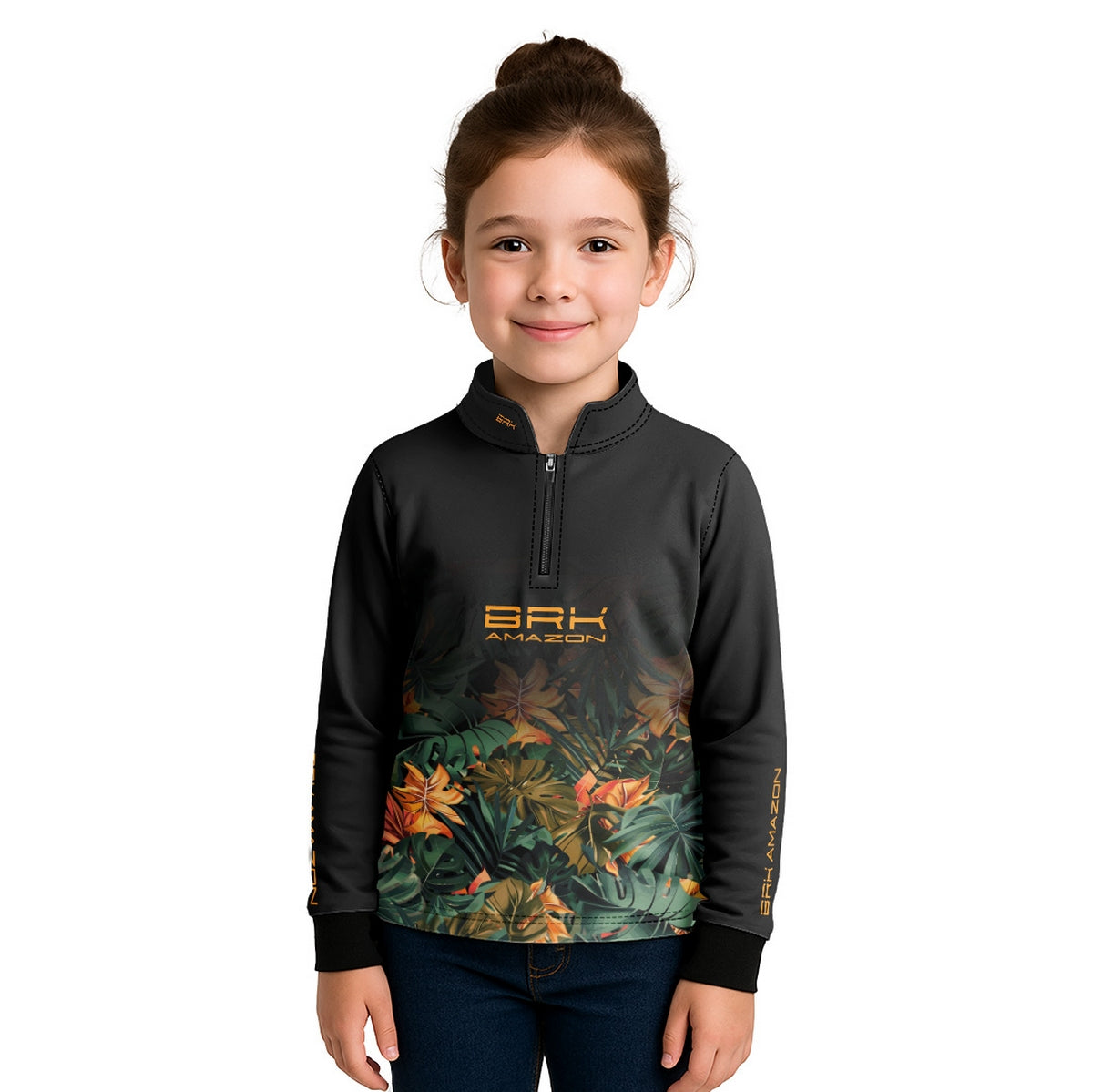 Camisa Agro Infantil Brk Amazon Preta Folhagem com Proteção UV50 - Brk Agro