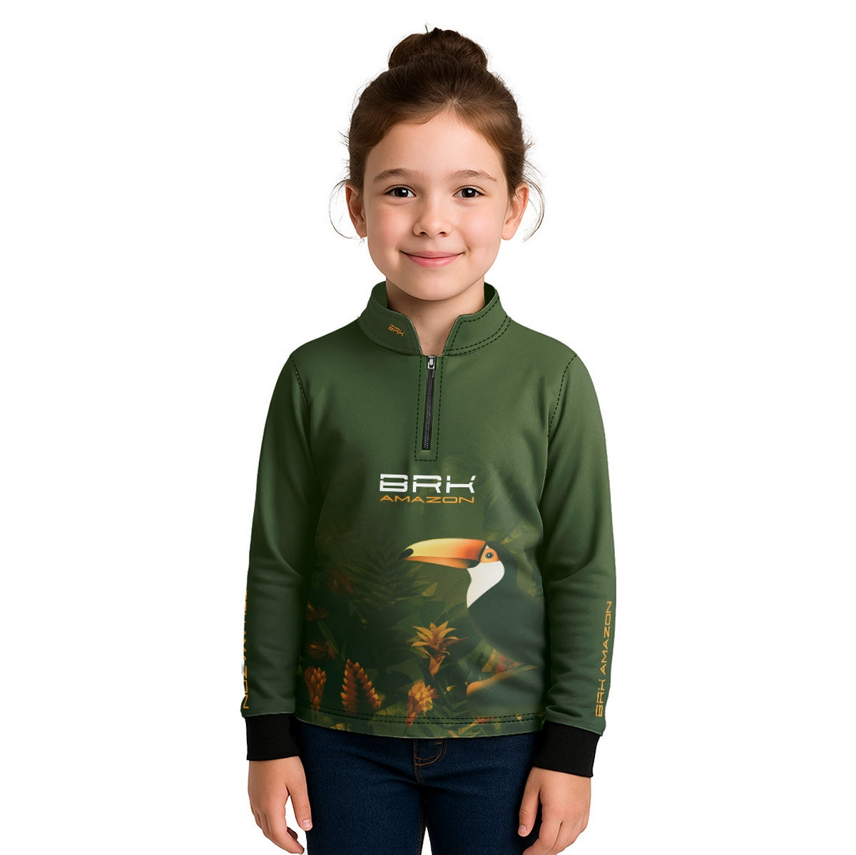 Camisa Agro Infantil Brk Amazon Verde Tucano com Proteção UV50 - Brk Agro