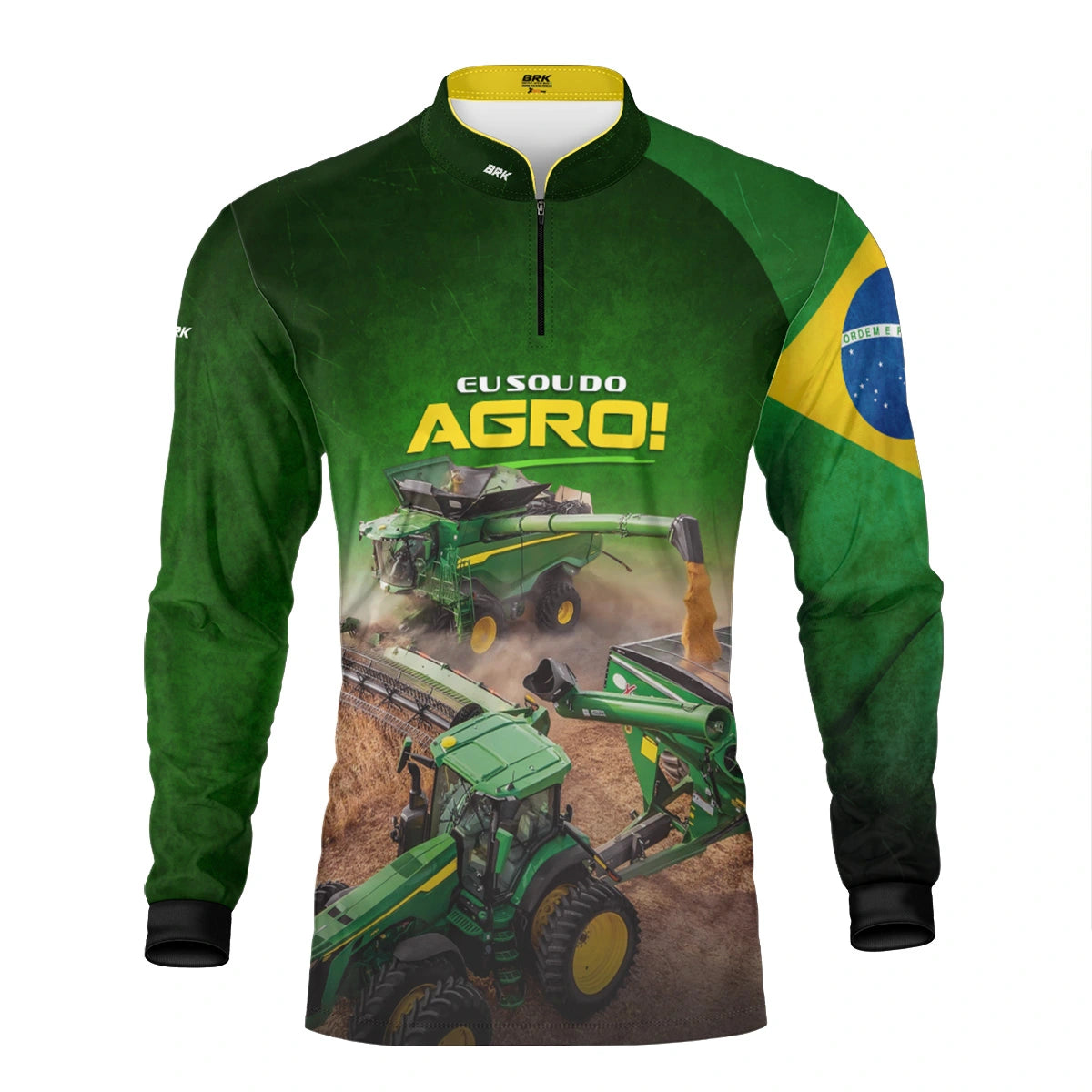 Camisa UV50 Agro Brk Eu sou do Agro Verde Colheitadeira - Brk Agro