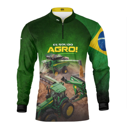 Camisa UV50 Agro Brk Eu sou do Agro Verde Colheitadeira