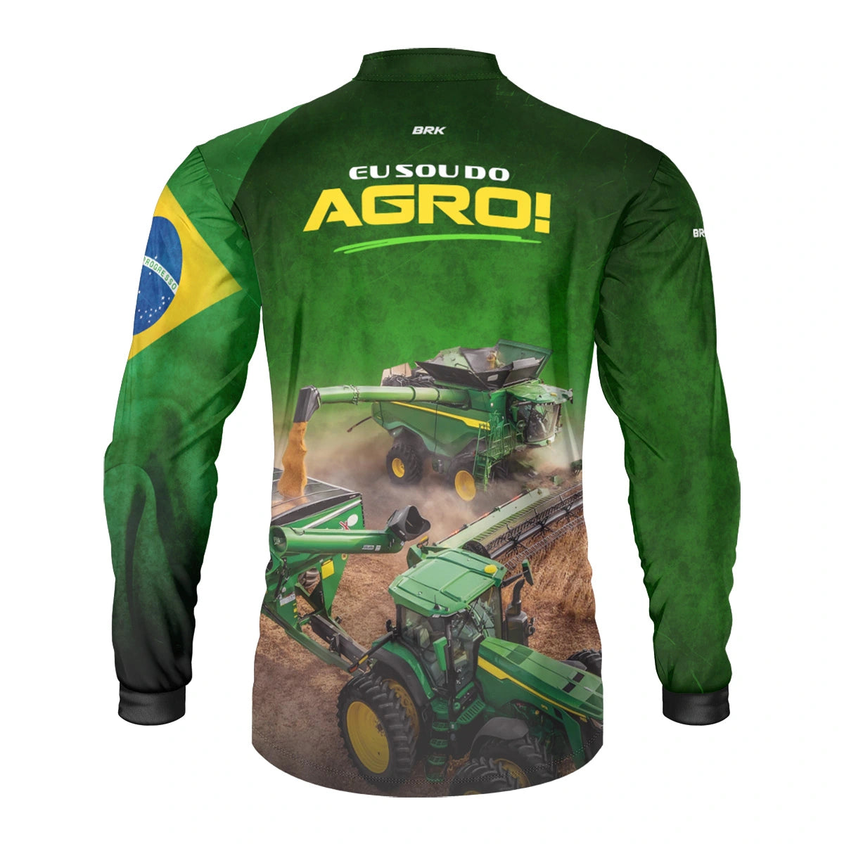 Camisa UV50 Agro Brk Eu sou do Agro Verde Colheitadeira - Brk Agro