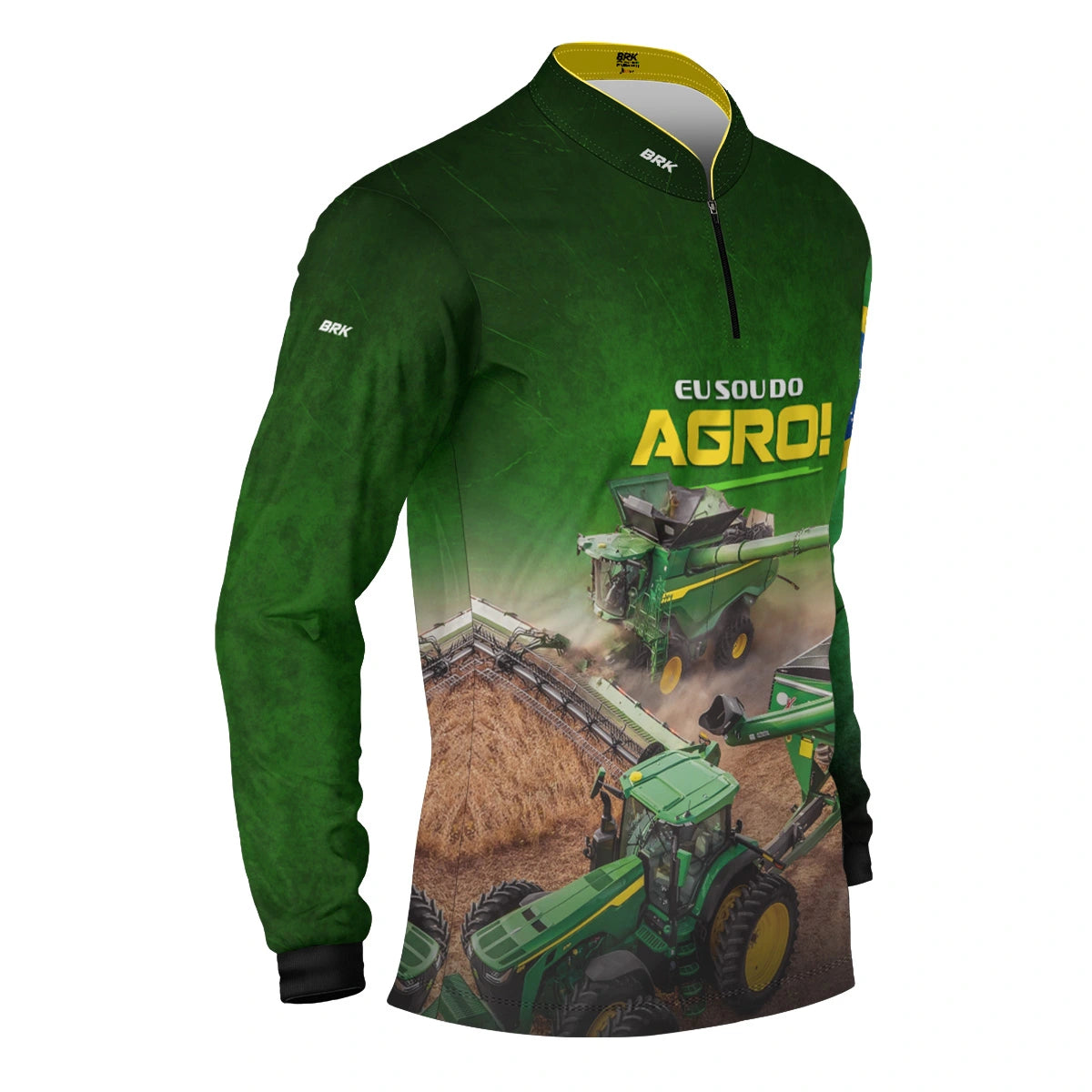 Camisa UV50 Agro Brk Eu sou do Agro Verde Colheitadeira - Brk Agro
