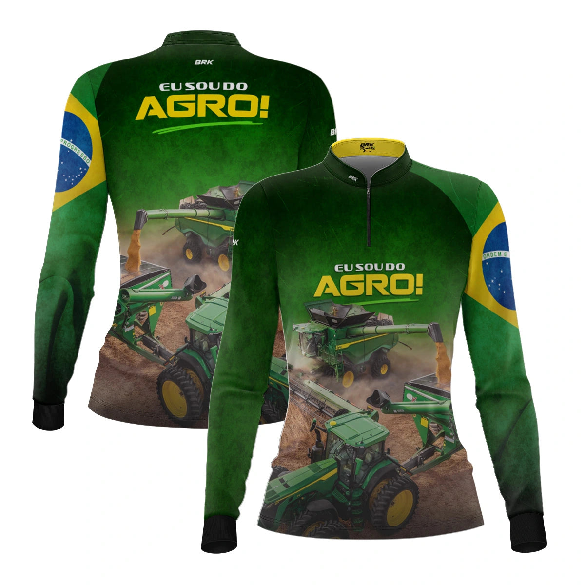 Camisa UV50 Agro Feminina Brk Eu sou do Agro Verde Colheitadeira - Brk Agro