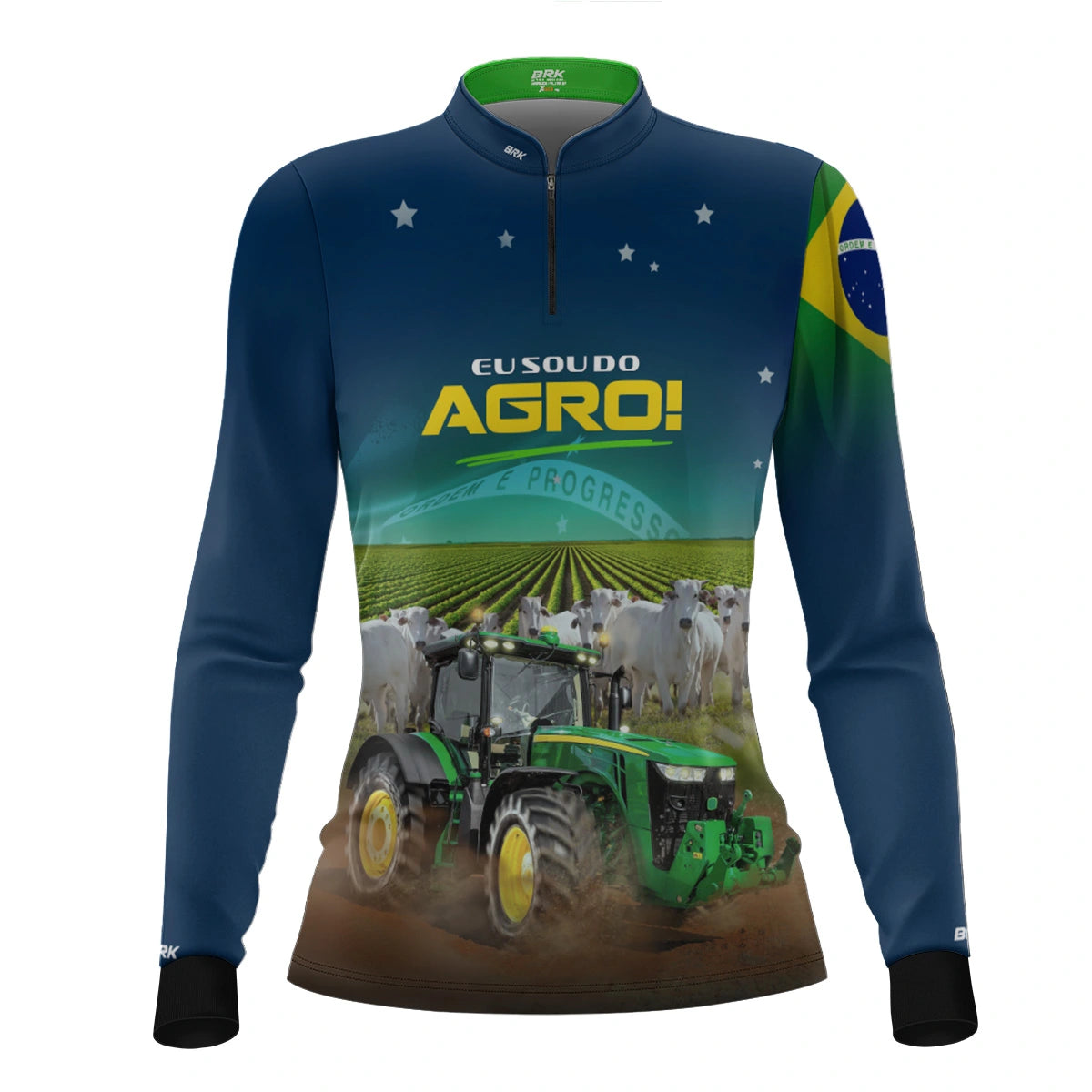 Camisa UV50 Agro Feminina Brk Eu sou do Agro Azul Brasil