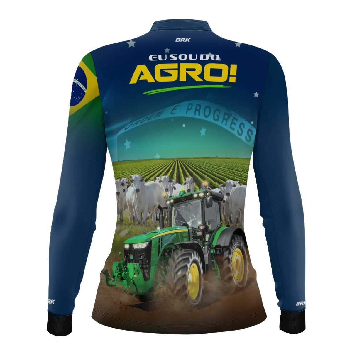 Camisa UV50 Agro Feminina Brk Eu sou do Agro Azul Brasil - Brk Agro