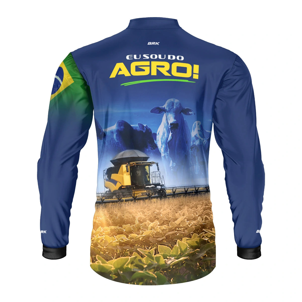 Camisa UV50 Agro Brk Eu sou do Agro Amarela Colheitadeira - Brk Agro