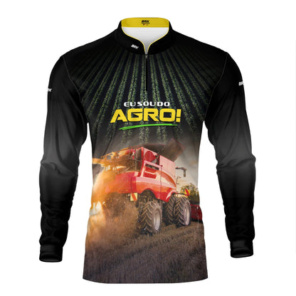 Camisa UV50 Agro Brk Eu sou do Agro Vermelha Colheitadeira