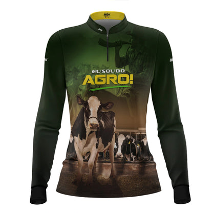 Camisa UV50 Agro Feminina Brk Eu sou do Agro Verde Gados
