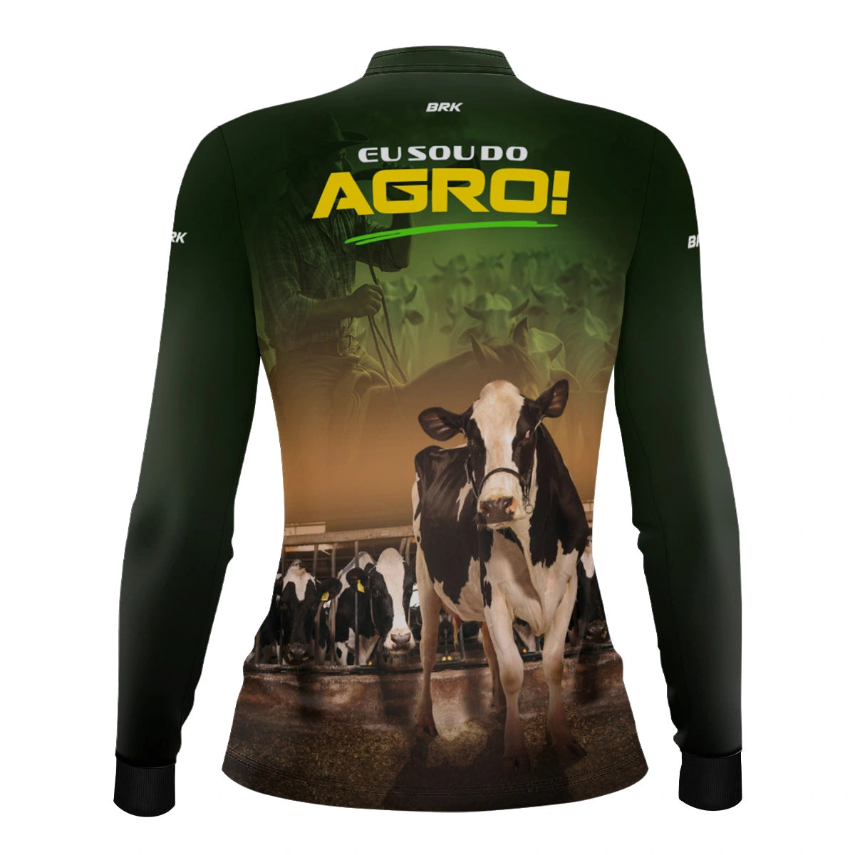 Camisa UV50 Agro Feminina Brk Eu sou do Agro Verde Gados