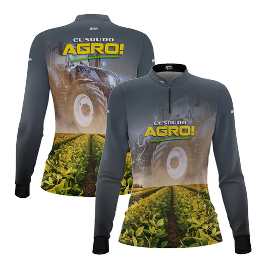 Camisa UV50 Agro Feminina Brk Eu sou do Agro Trator e Plantação