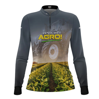 Camisa UV50 Agro Feminina Brk Eu sou do Agro Trator e Plantação