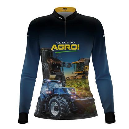Camisa UV50 Agro Feminina Brk Eu sou do Agro Máquinas Agrícolas