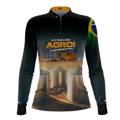 Camisa UV50 Agro Feminina Brk Eu Sou do Agro Silo de Grão