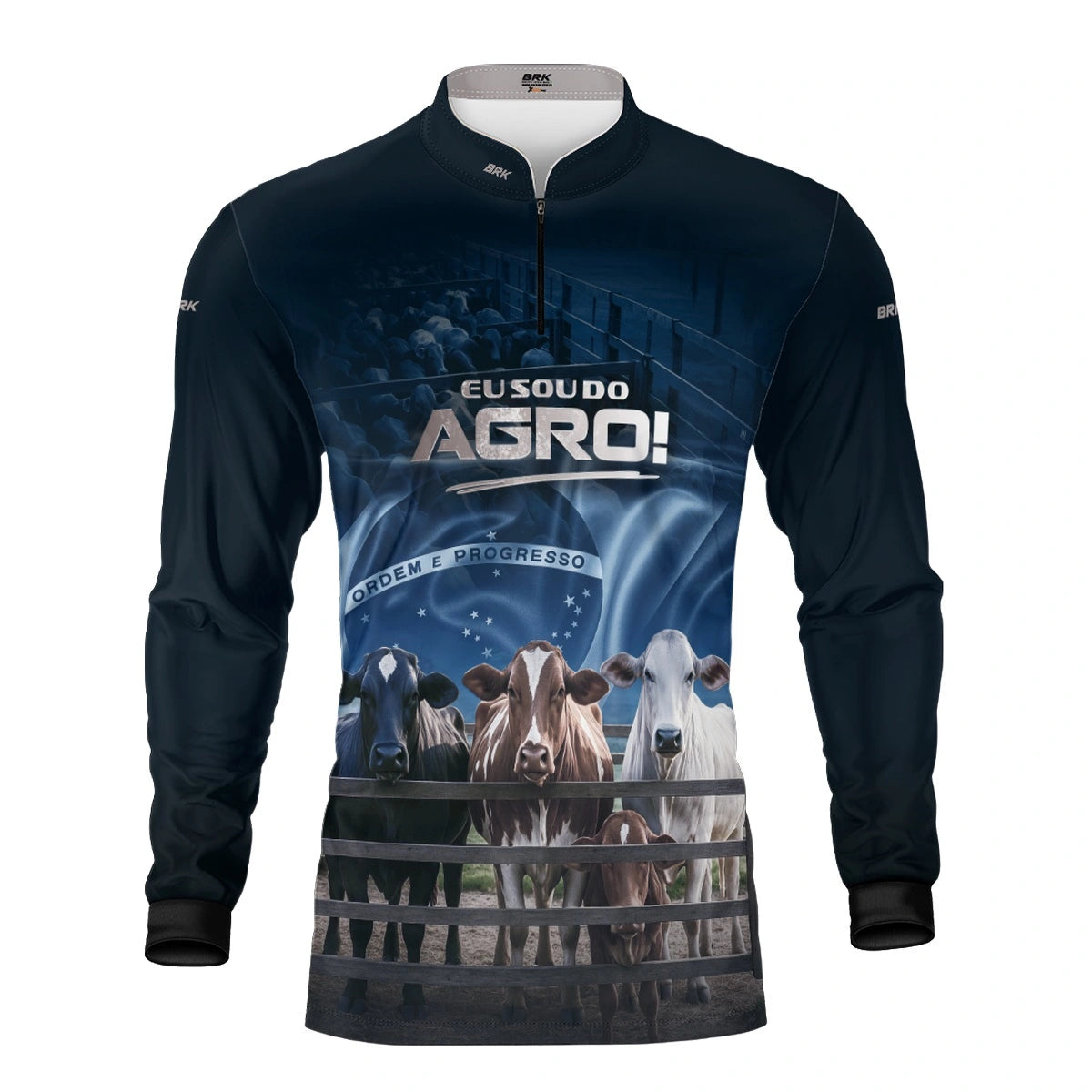 Camisa UV50 Agro Brk Eu Sou do Agro Azul Pecuária Brasil - Brk Agro