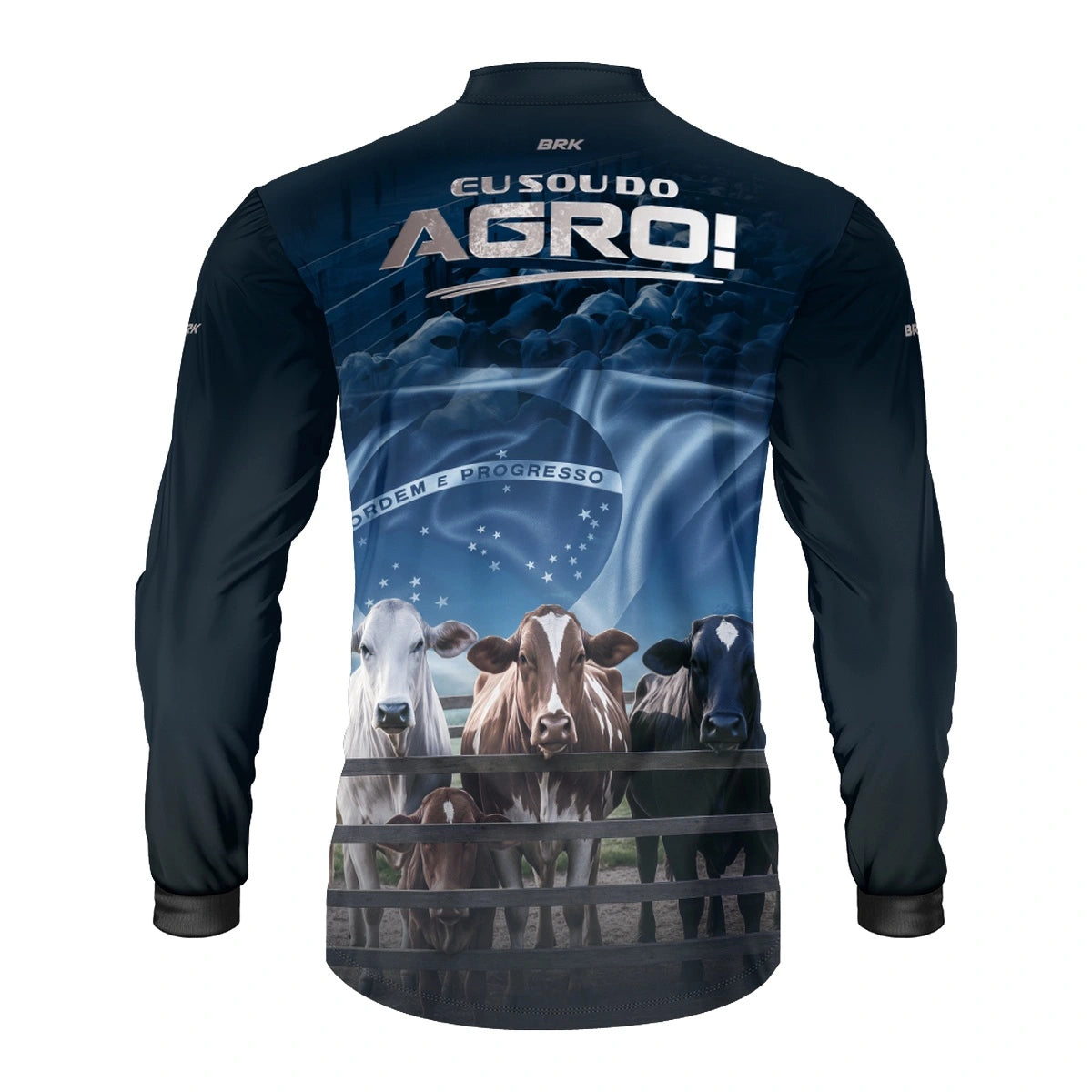 Camisa UV50 Agro Brk Eu Sou do Agro Azul Pecuária Brasil - Brk Agro