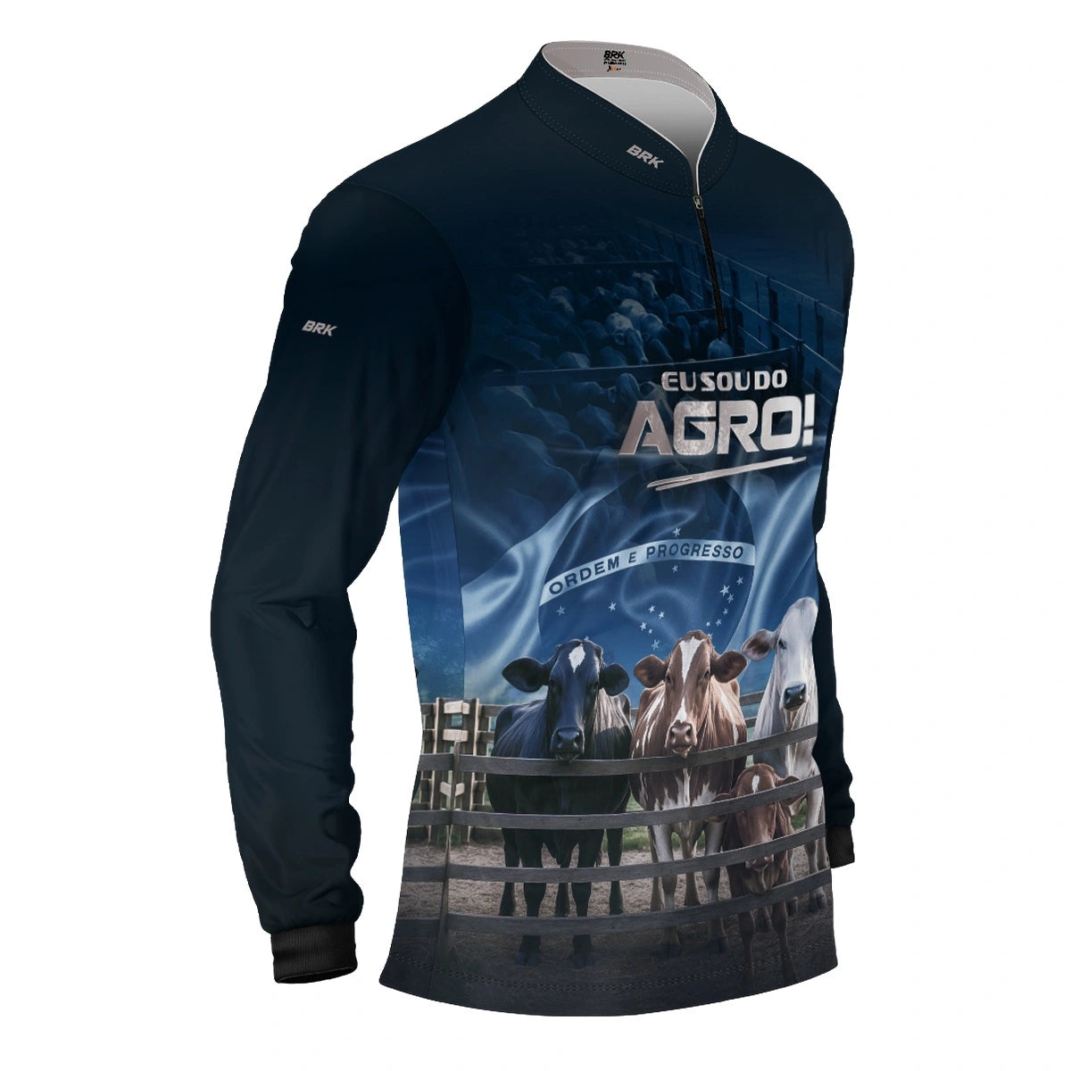 Camisa UV50 Agro Brk Eu Sou do Agro Azul Pecuária Brasil - Brk Agro