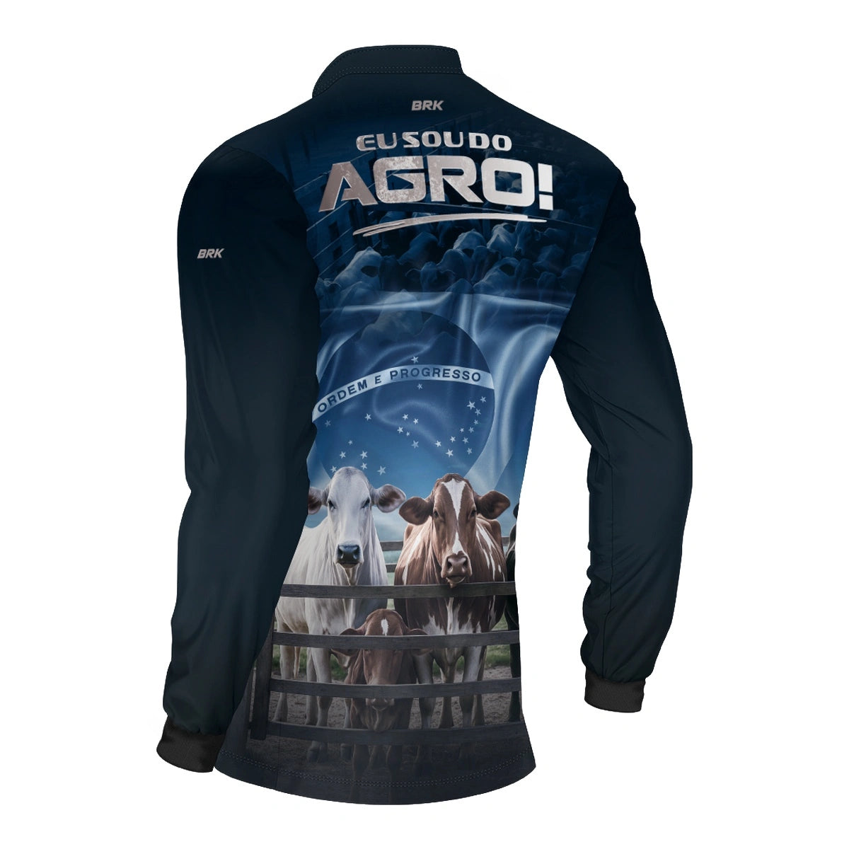 Camisa UV50 Agro Brk Eu Sou do Agro Azul Pecuária Brasil - Brk Agro