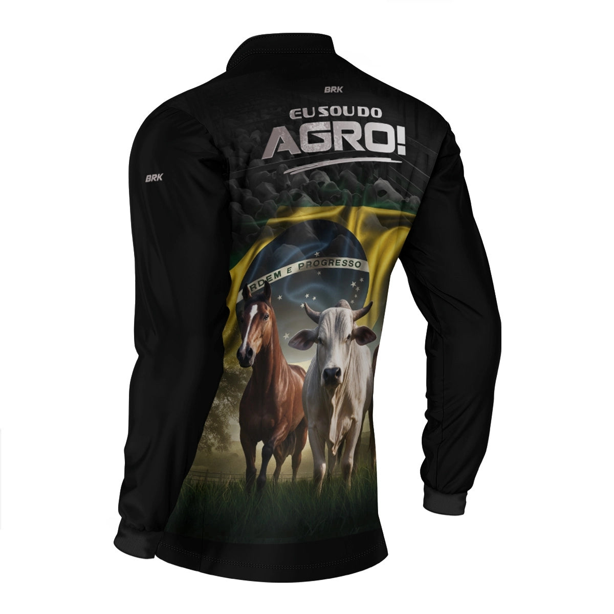 Camisa UV50 Agro Brk Eu Sou do Agro Preta Pecuária Brasil - Brk Agro