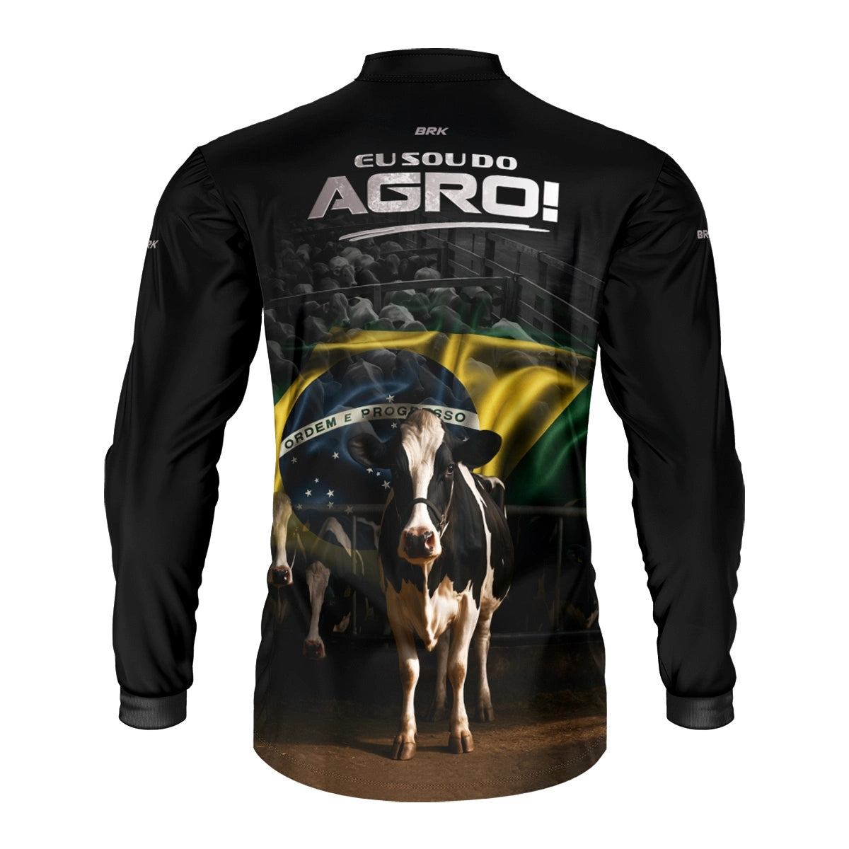 Camisa UV50 Agro Brk Eu Sou do Agro Preta Vaca Holandesa - Brk Agro