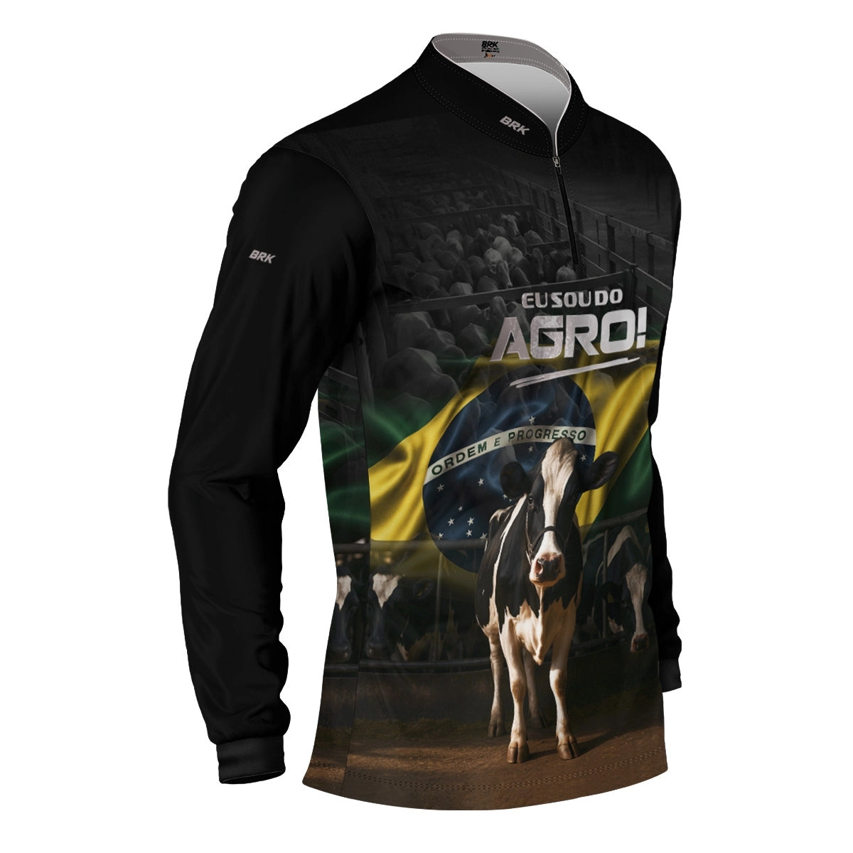 Camisa UV50 Agro Brk Eu Sou do Agro Preta Vaca Holandesa - Brk Agro
