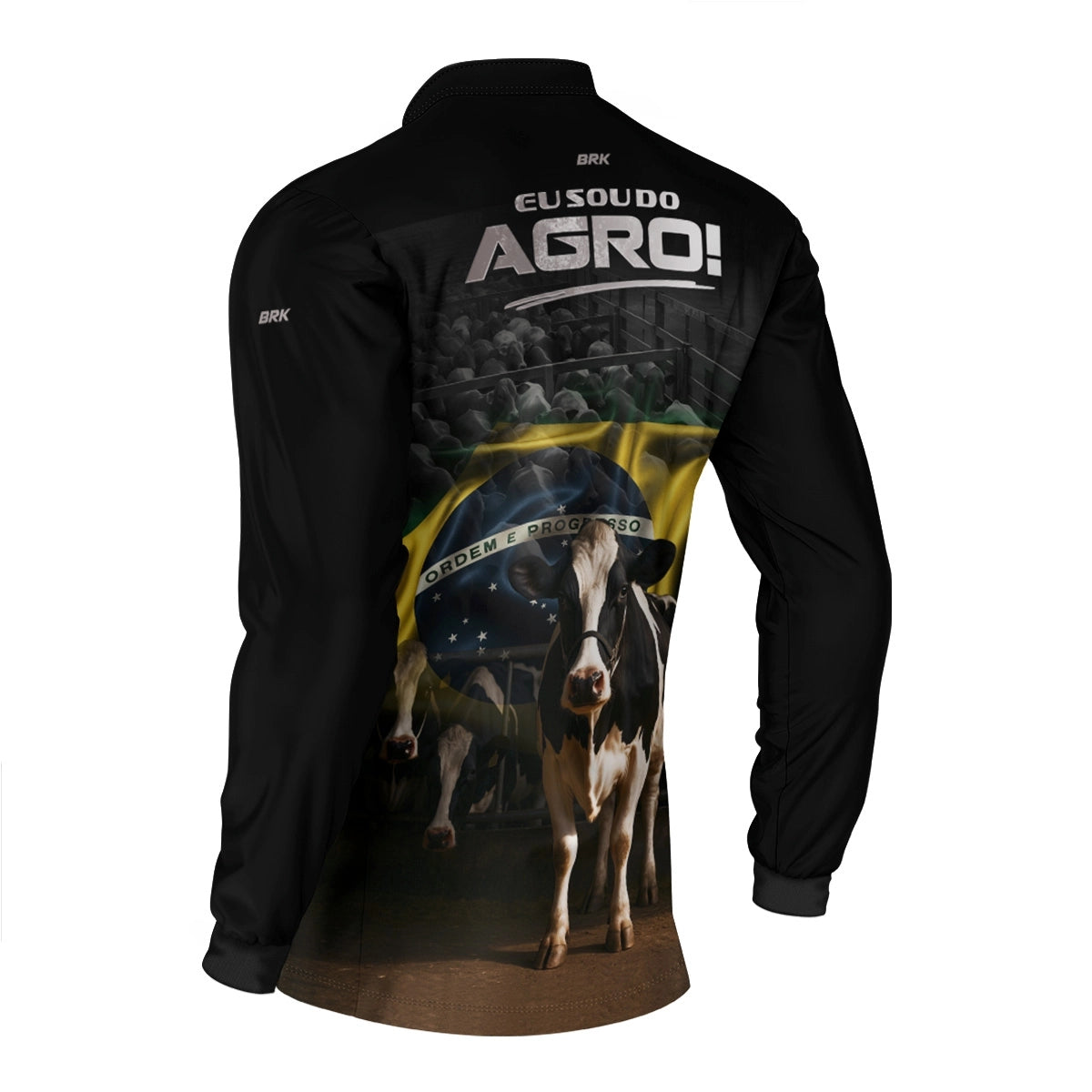 Camisa UV50 Agro Brk Eu Sou do Agro Preta Vaca Holandesa - Brk Agro