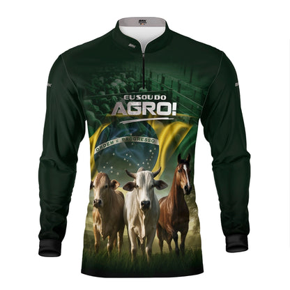 Camisa UV50 Agro Brk Eu Sou do Agro Verde Pecuária Brasil
