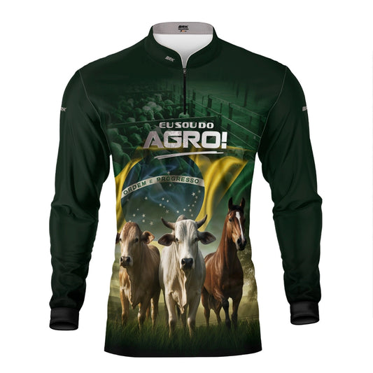 Camisa UV50 Agro Brk Eu Sou do Agro Verde Pecuária Brasil