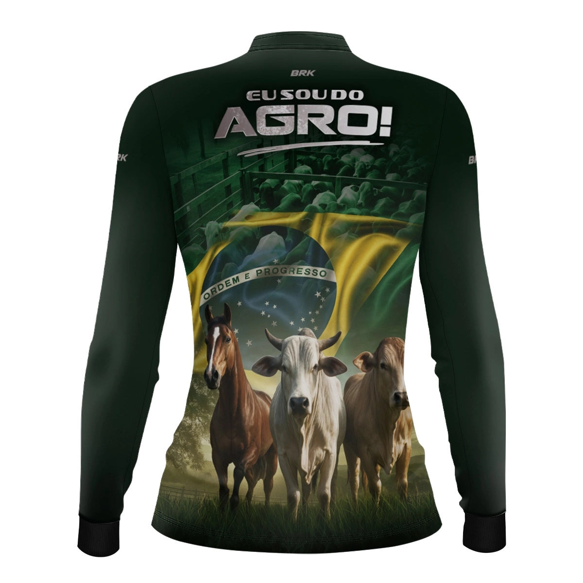 Camisa UV50 Agro Feminina Brk Eu Sou do Agro Verde Pecuária Brasil