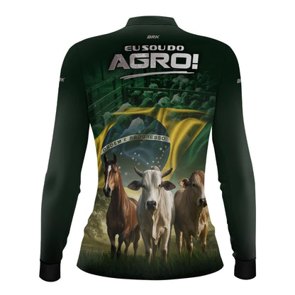 Camisa UV50 Agro Feminina Brk Eu Sou do Agro Verde Pecuária Brasil