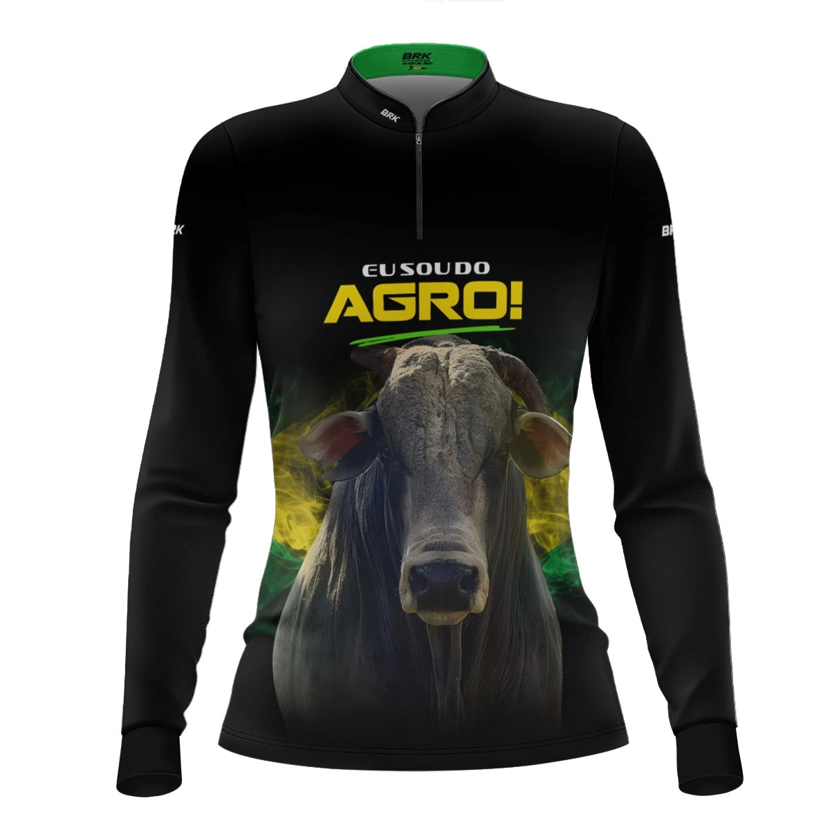 Camisa UV50 Agro Feminina Brk Eu Sou do Agro Preta Nelore